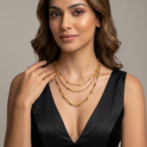18k Gold Plated Multi-layer Paperclip Chain Necklace