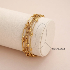 18k Gold Plated Multi-layer Paperclip Chain Bracelet