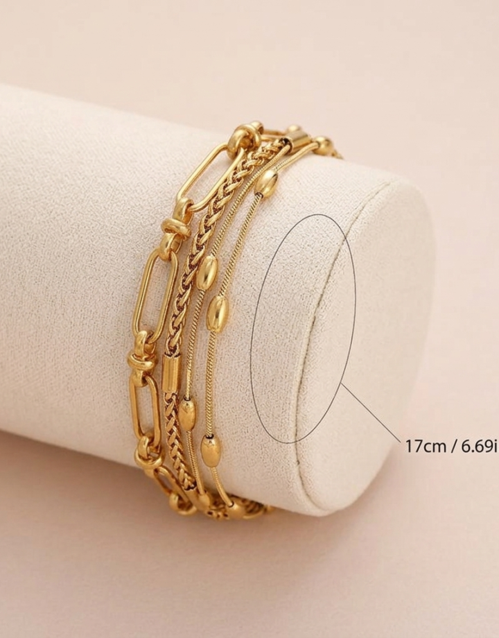 18k Gold Plated Multi-layer Paperclip Chain Bracelet