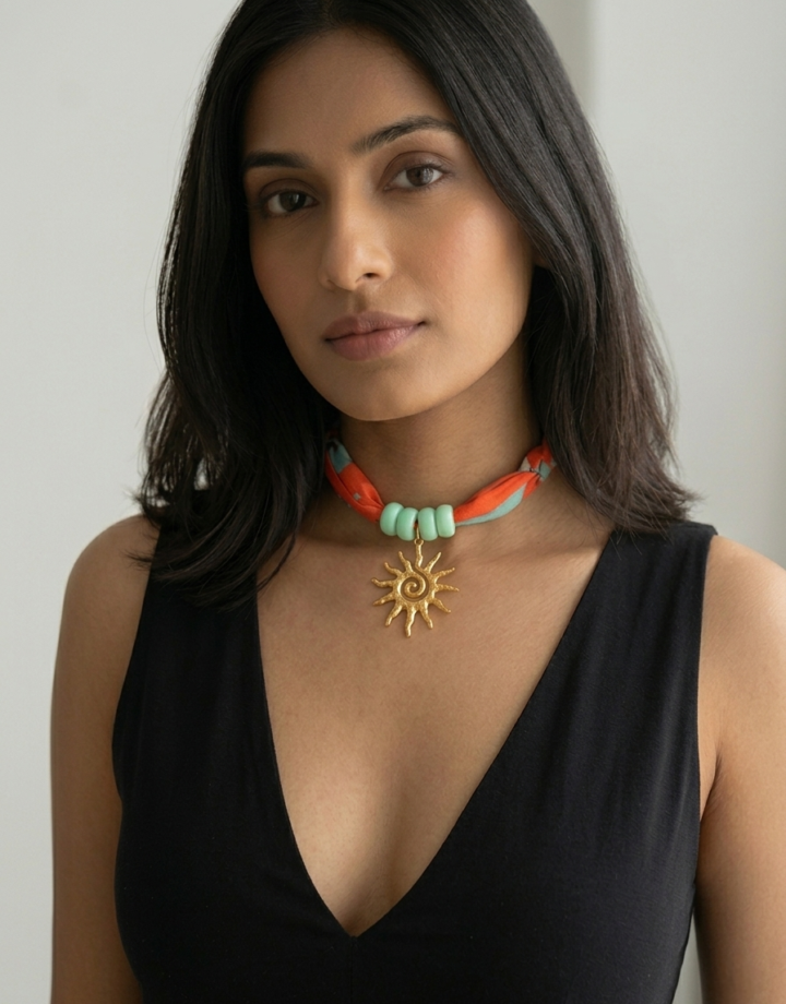 Sun Print Fabric Necklace