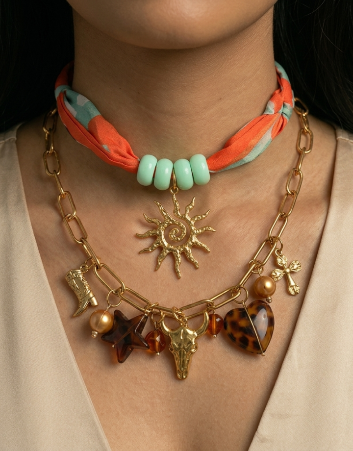 Sun Print Fabric Necklace