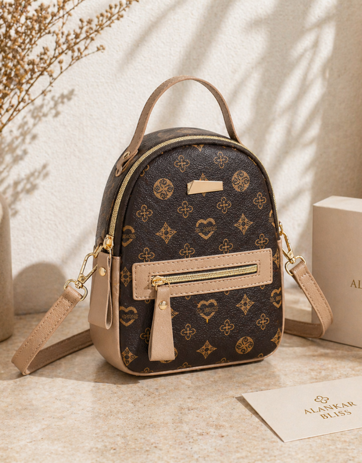 Apricot Printed Backpack