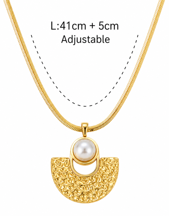 Angel Wings Pearl Fan Pendant Necklace