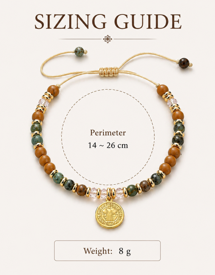 Saint Benedict Colorful Natural Stone Beaded Portrait Bracelet