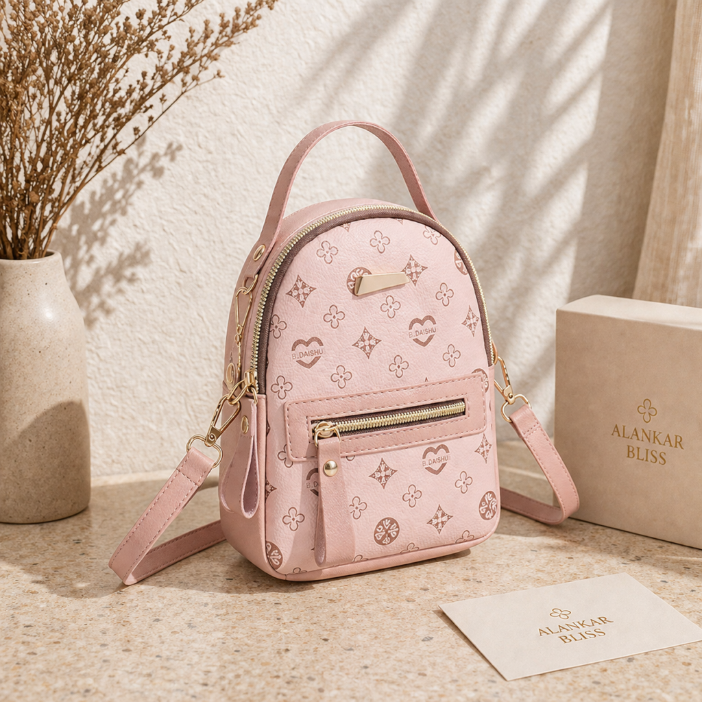 Pink Printed Backpack