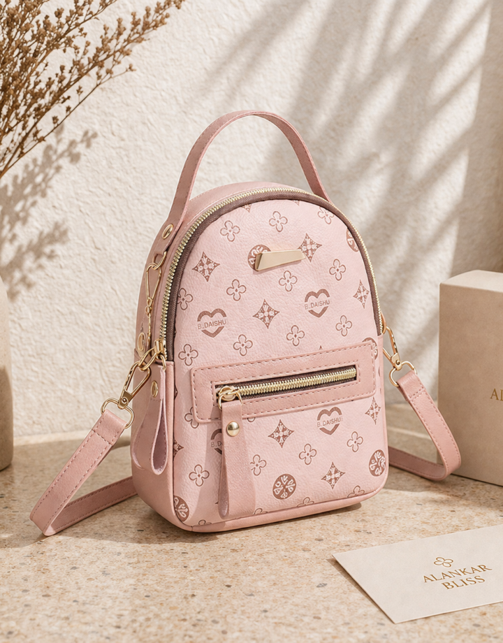 Pink Printed Backpack