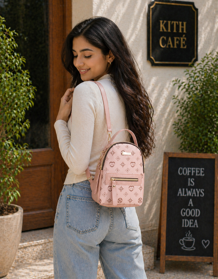 Pink Printed Backpack
