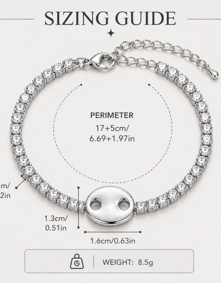 Silver Diamond-encrusted Pig Nose Bracelet Main