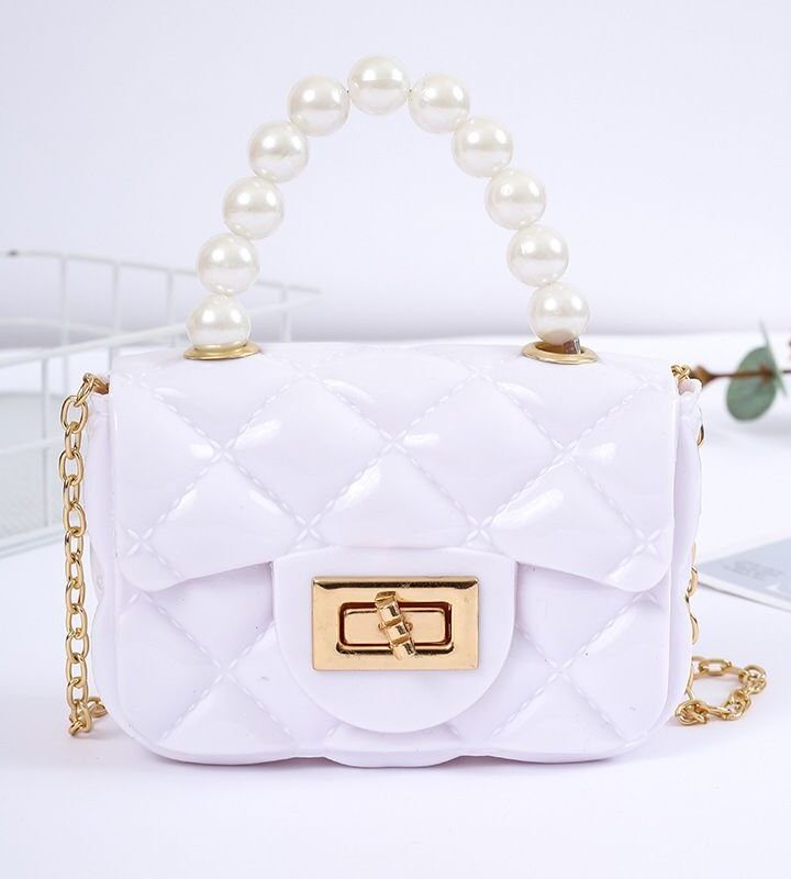 Fashion White Pvc Diamond Flap Crossbody Bag