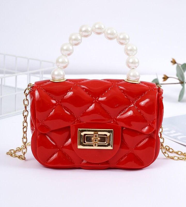 Fashion Red Pvc Diamond Flap Crossbody Bag