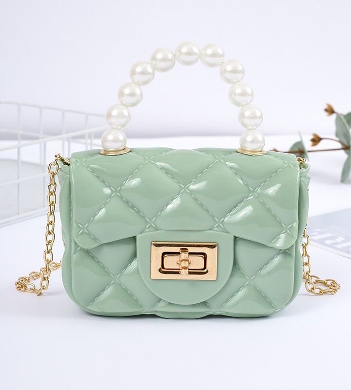 Fashion Green Pvc Diamond Flap Crossbody Bag