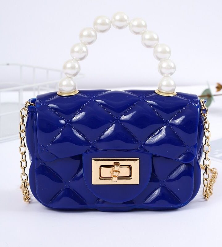 Fashion Blue Pvc Diamond Flap Crossbody Bag