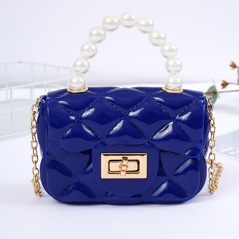 Fashion Blue Pvc Diamond Flap Crossbody Bag