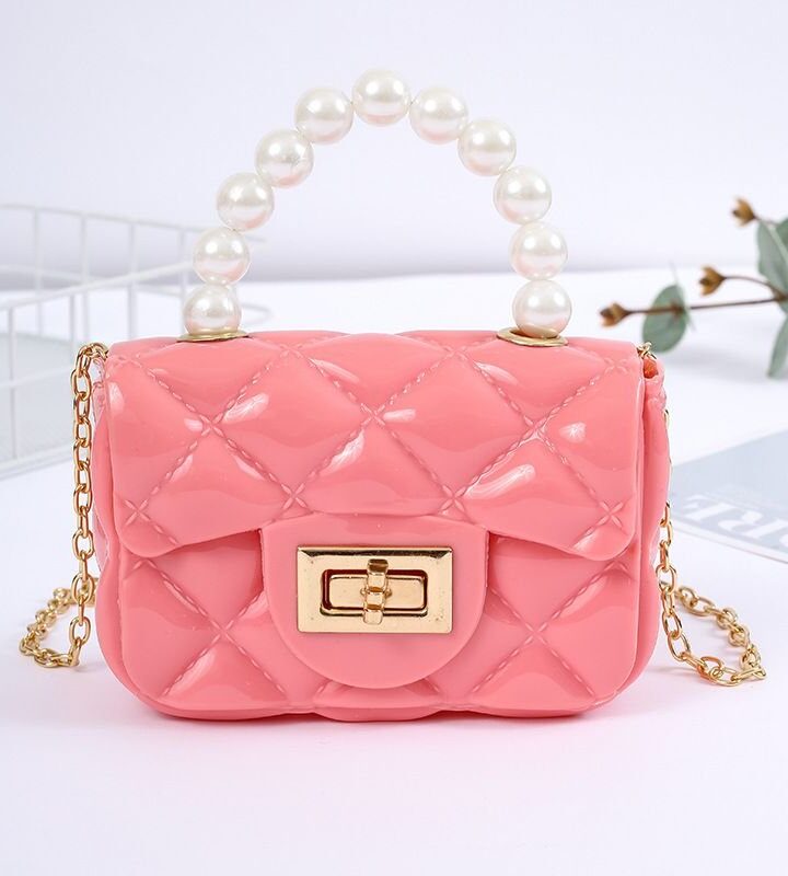 Fashion Pink Pvc Diamond Flap Crossbody Bag