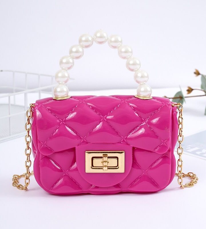 Fashion Rose Red Pvc Diamond Flap Crossbody Bag