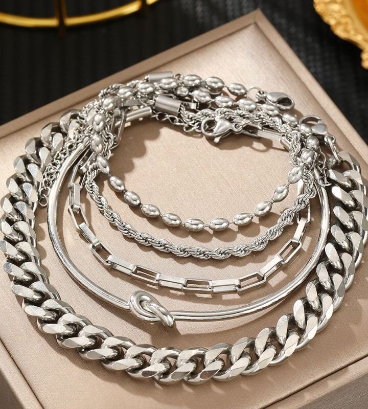 Silver Multi-layer Chain Bracelet