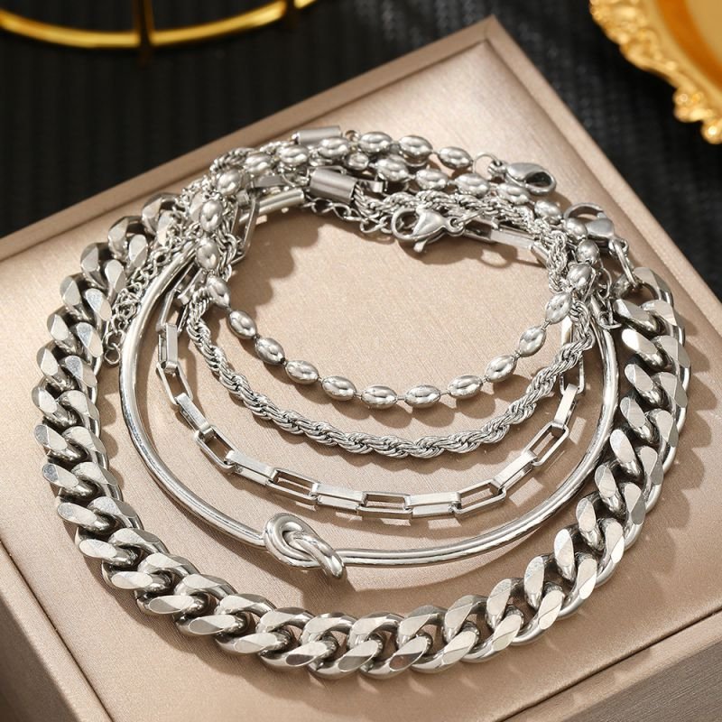 Silver Multi-layer Chain Bracelet