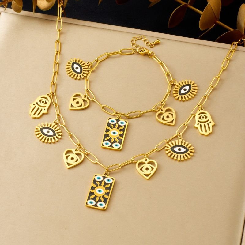 Dripping Eye Necklace + Bracelet Set