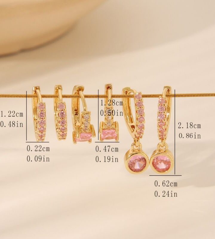 Diamond-encrusted Zircon Earring Set