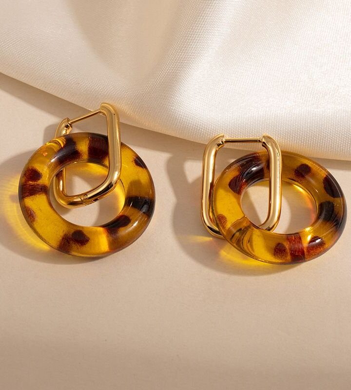 Leopard Print Round Earrings