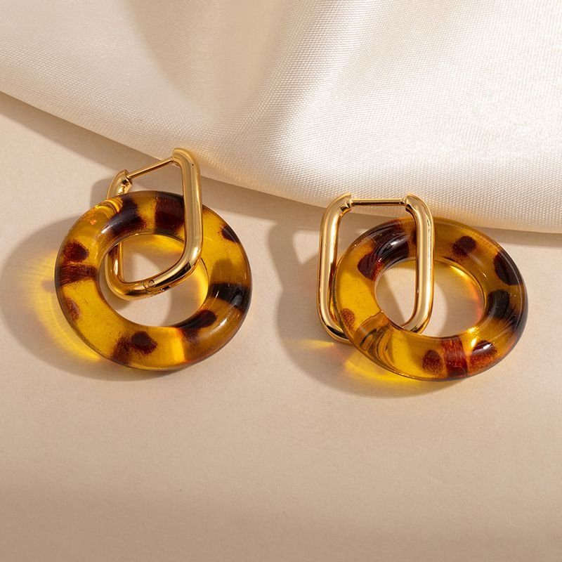 Leopard Print Round Earrings