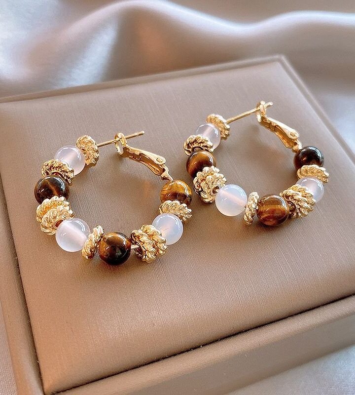 Earplugs - Gold Metal Beaded Earrings