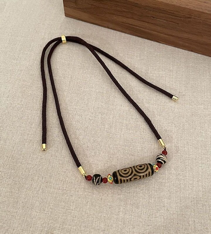 Six-eyed Dzi Bead Agate Necklace Tibetan Nine-eyed Dzi Bead Necklace