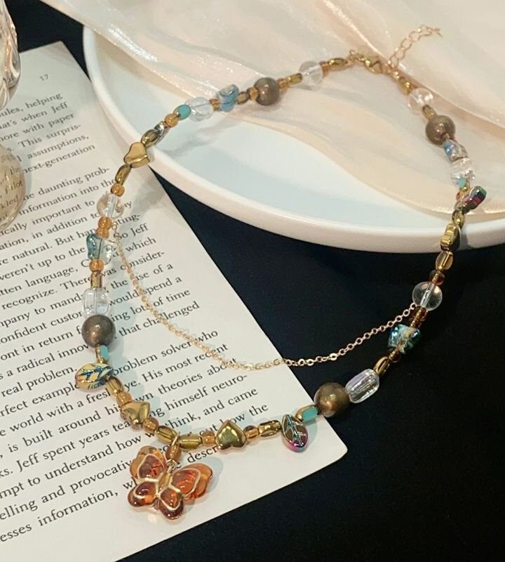 Colorful Zircon Butterfly Dopamine-enhanced Colored Necklace