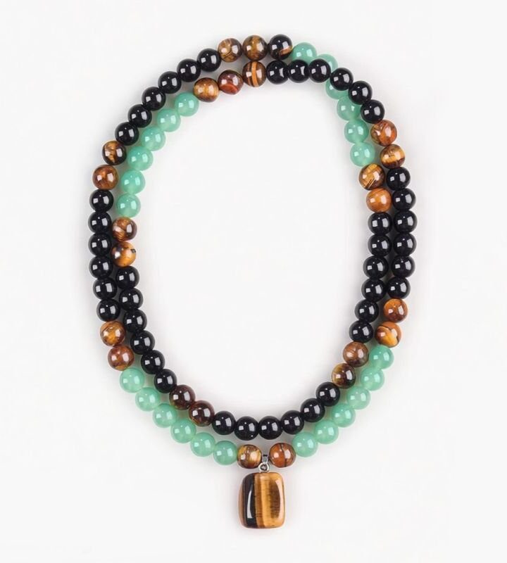 Green Eastern Tiger Eye Stone Natural Stone Beaded Irregular Pendant Necklace