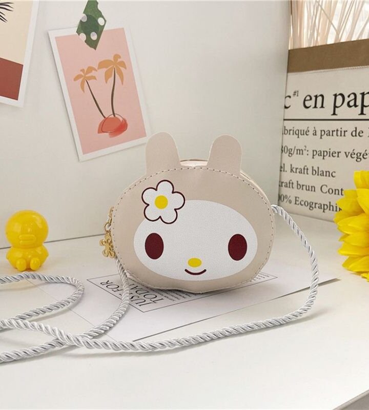 One Beige Style Cute Cartoon Girls Mini Crossbody Backpack