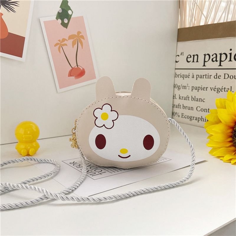 One Beige Style Cute Cartoon Girls Mini Crossbody Backpack