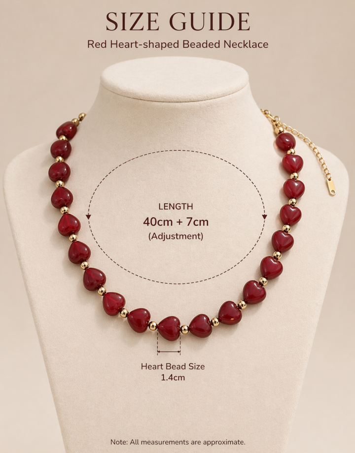 Red Heart Shaped Beaded Necklace