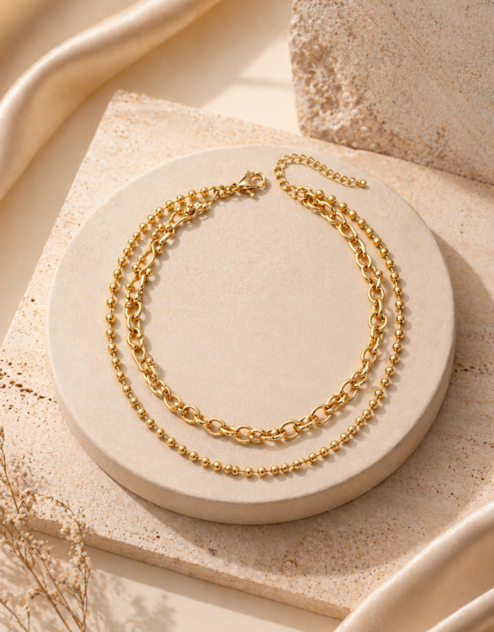 18k Gold Plated Multi-layer Chain Necklace