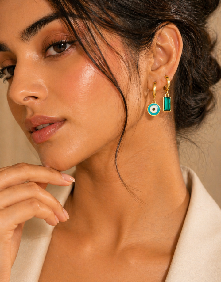 Evil Eye Diamond-encrusted Earring Set