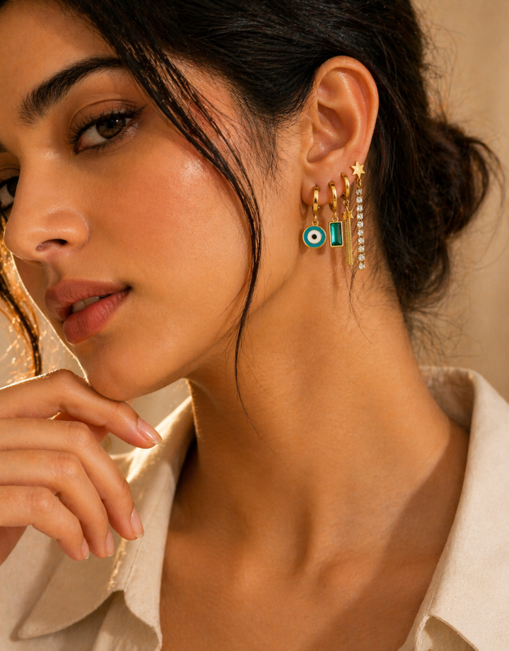 Evil Eye Diamond-encrusted Earring Set
