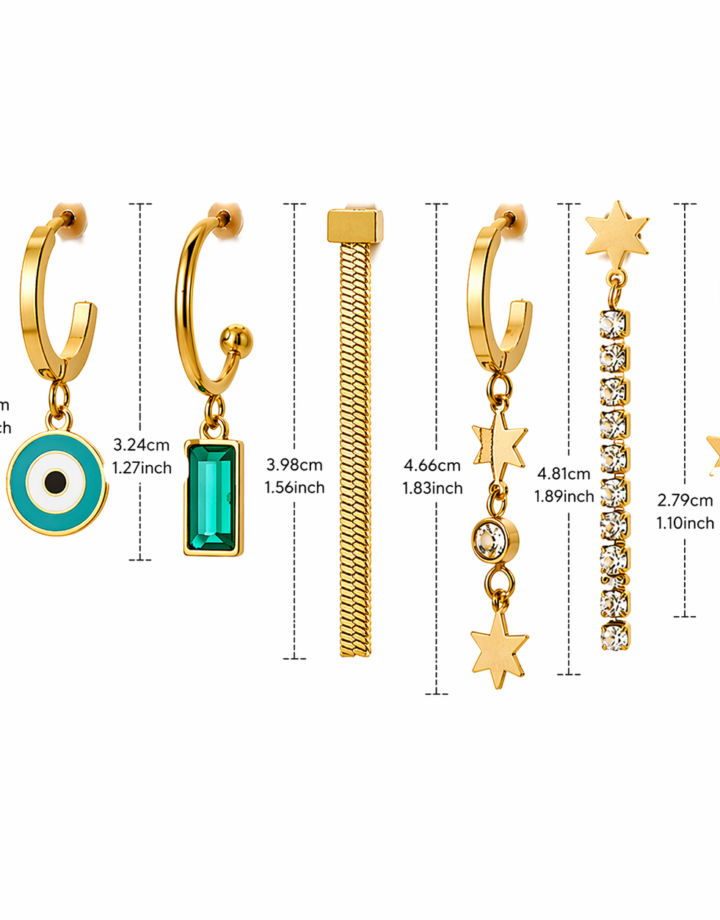 Evil Eye Diamond-encrusted Earring Set