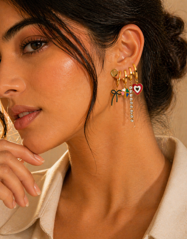 Bow Heart Earring Set