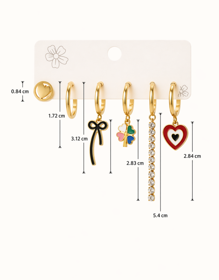 Bow Heart Earring Set