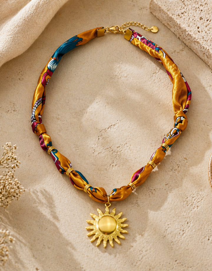 Gold Smooth Sun Scarf Necklace