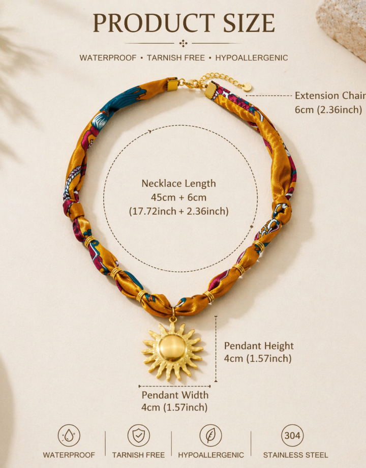 Gold Smooth Sun Scarf Necklace