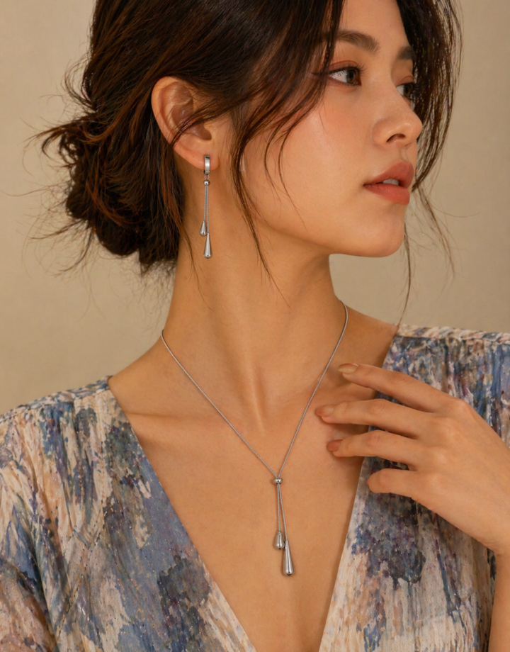 Waterdrop Tassel Jewelry Set (necklace + Earings)
