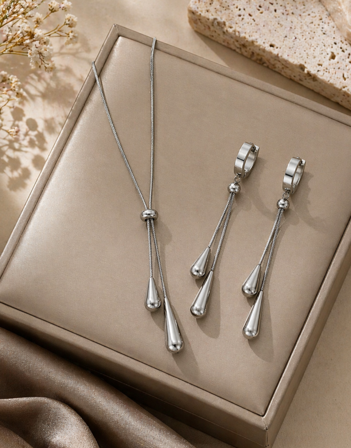 Waterdrop Tassel Jewelry Set (necklace + Earings)