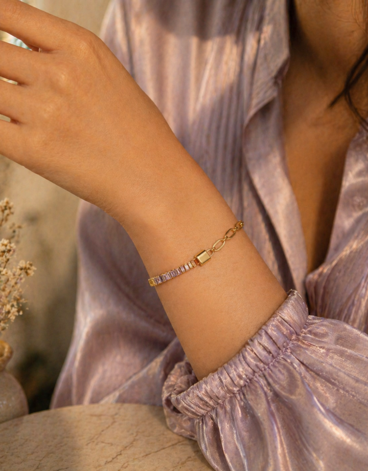 Golden Diamond Lock Bracelet