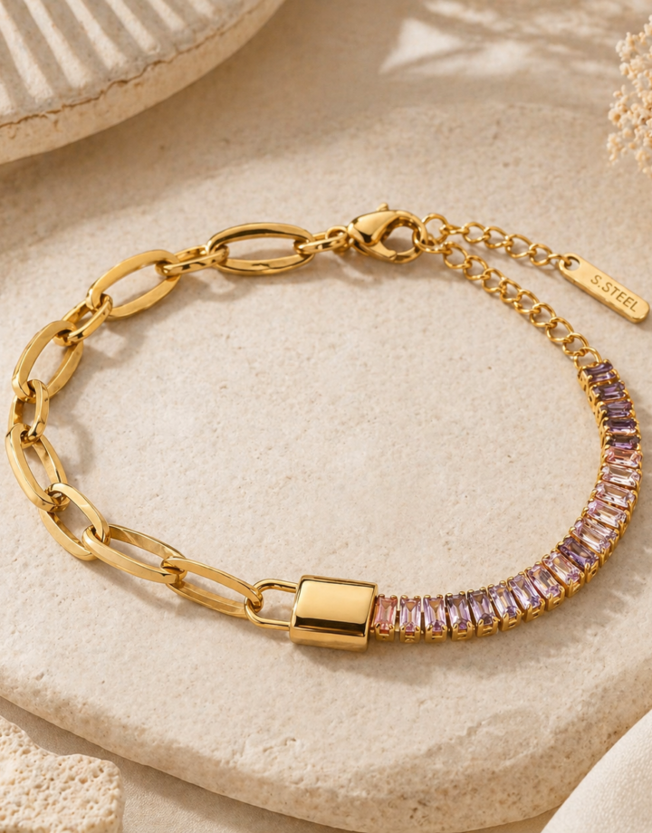 Golden Diamond Lock Bracelet