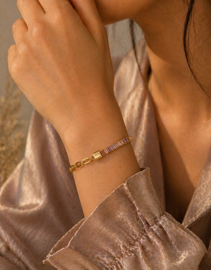 Golden Diamond Lock Bracelet