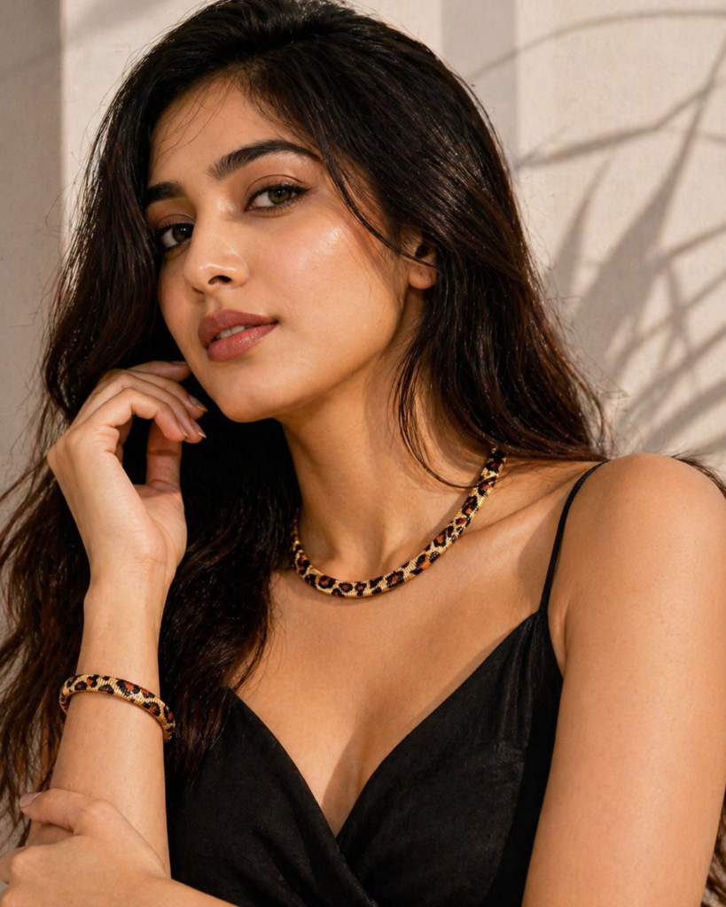 Leopard Print Necklace + Bracelet Set