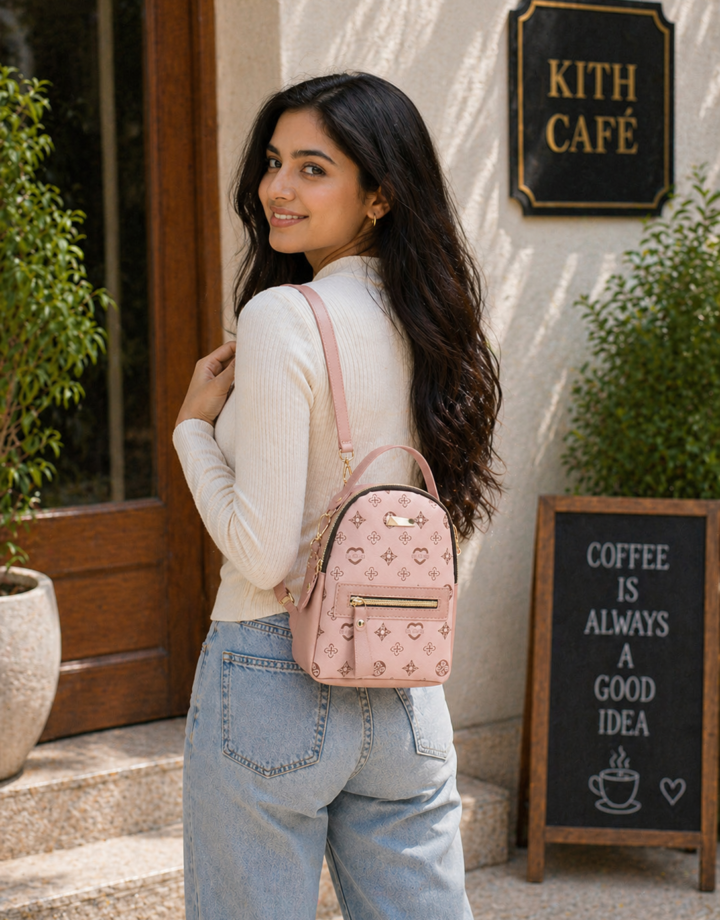 Pink Printed Backpack