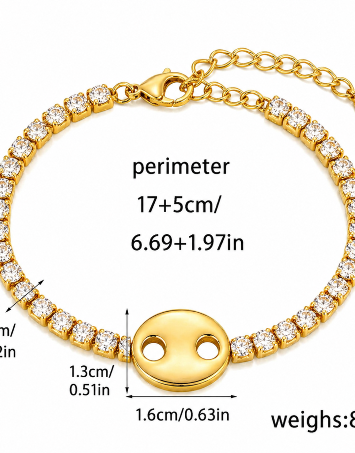 Gold Diamond-encrusted Pig Nose Bracelet