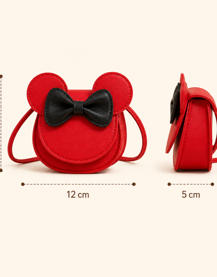 Red Pu Leather Cartoon Mickey Mouse Children's Messenger Bag
