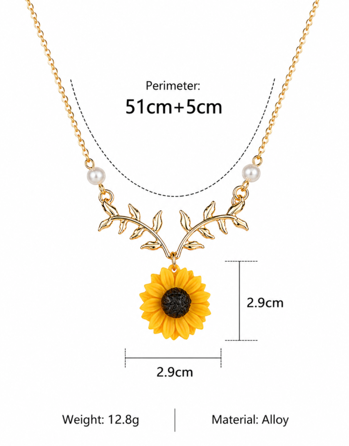 Gold Necklace Daisy Sunflower
